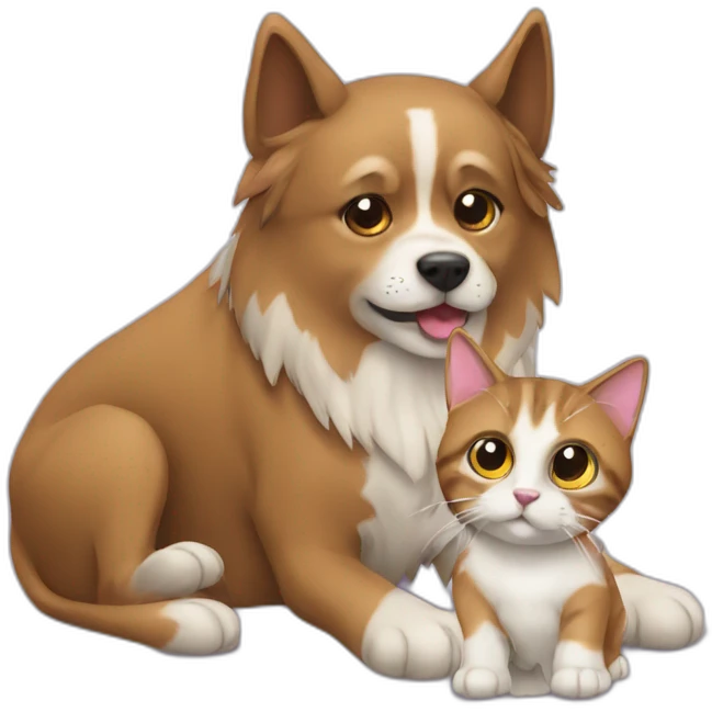 Hund mit Katze daneben emoji