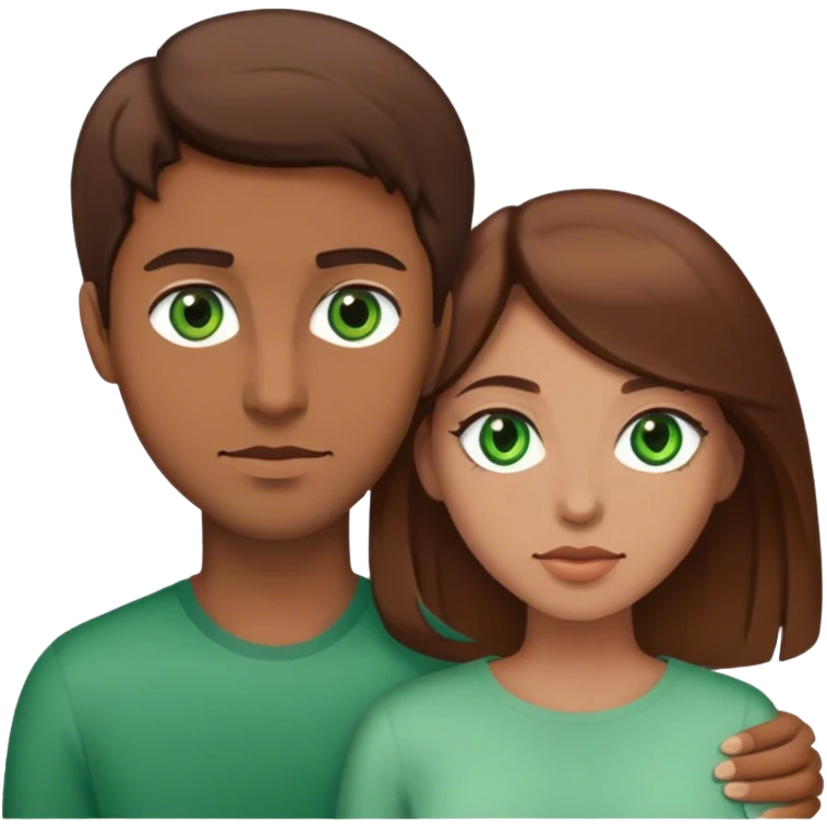 Couple woman with green eyes and brown hair and man with brown hair and brown eyes  emoji