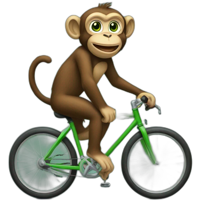 Monkey with green eyes on bike emoji