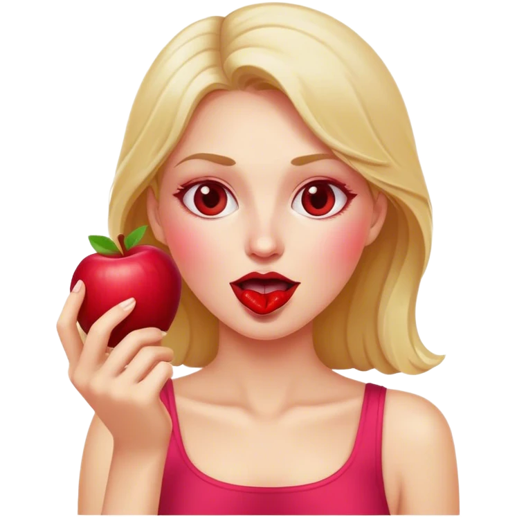 A raspberry herself eats an apple emoji