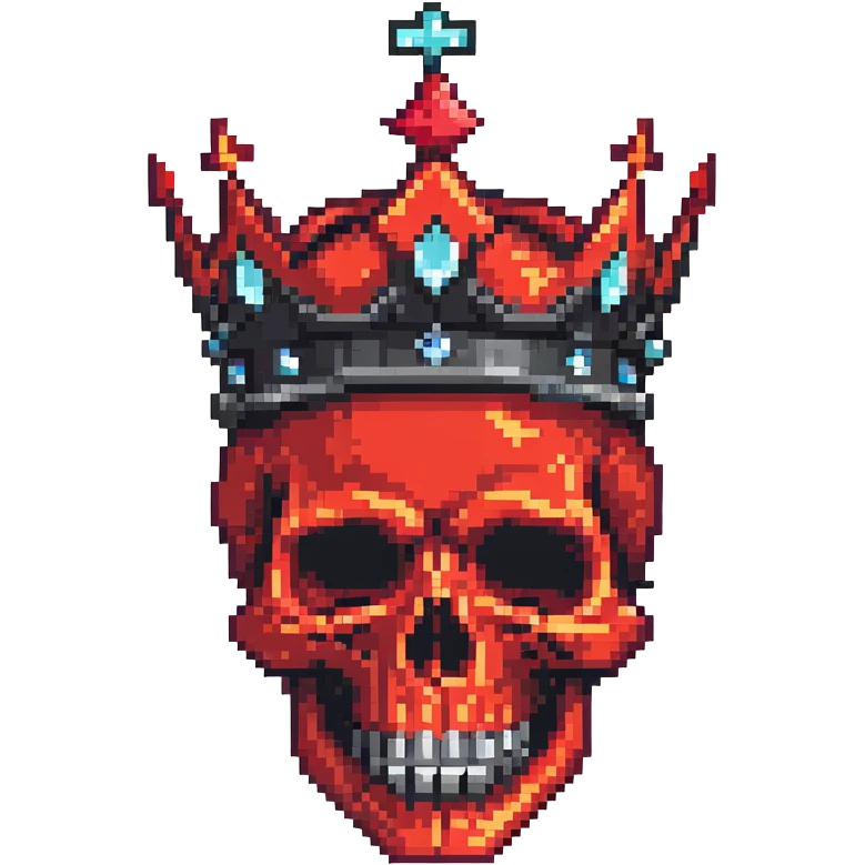 red and black skull with crown emoji
