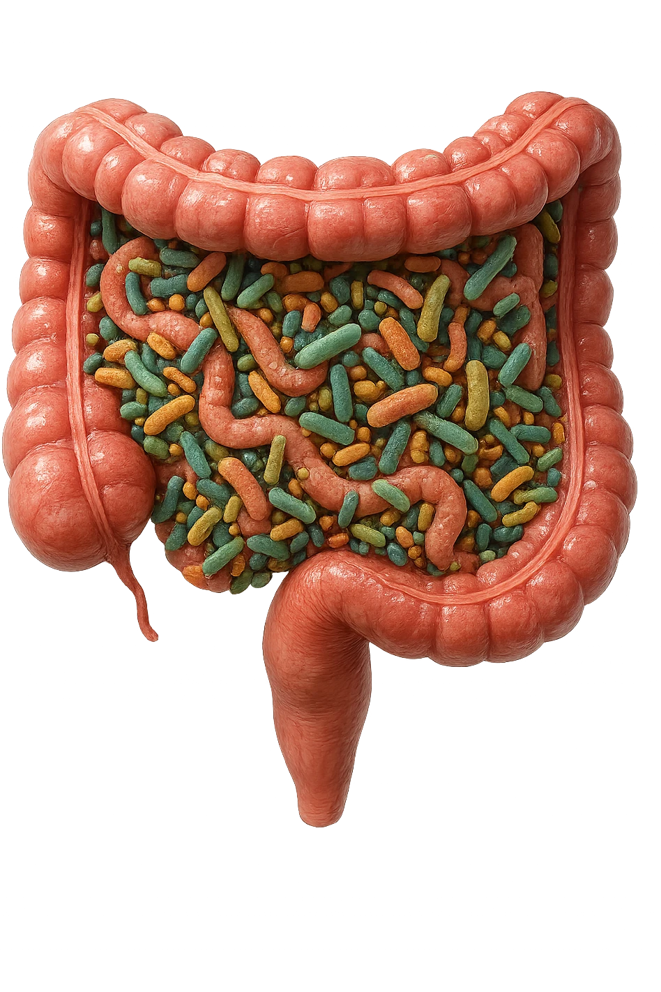 intestino umano pieno di batteri intestinali, iperrealistico 4k emoji