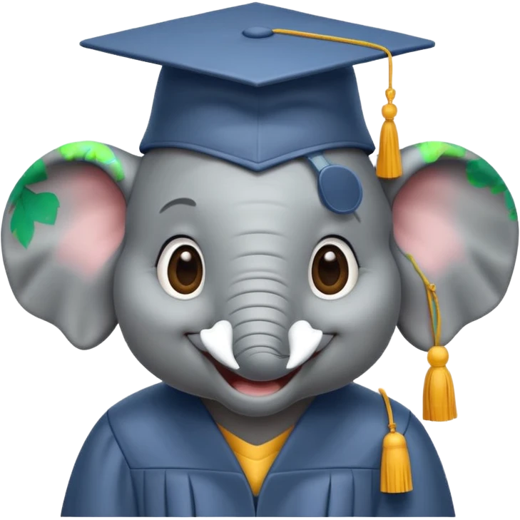 happy elephant wearing a graduation cap emoji