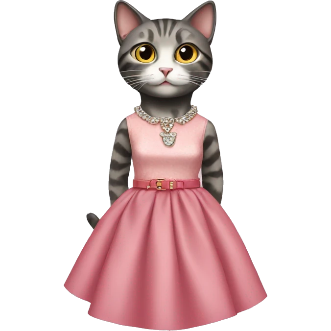 cat in a dress wearing prada emoji