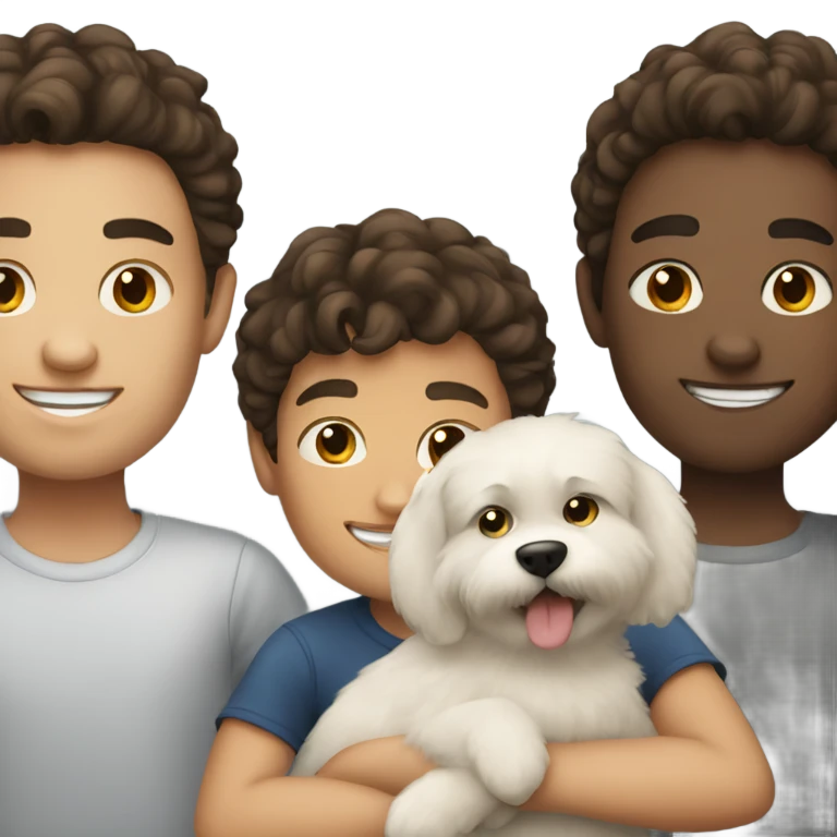 Brunette boy with a fluffy dog  emoji