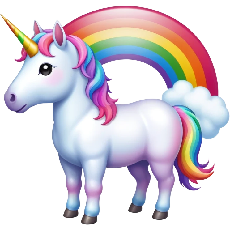 Unicorn pooping a rainbow emoji