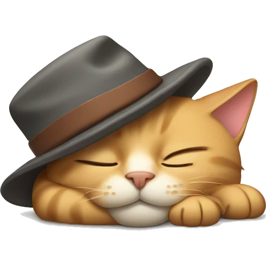 Sleeping cat with a sleepy hat  emoji