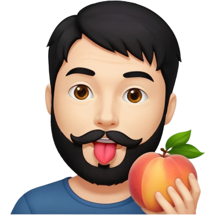 Black hair Man red beard licking peach emoji
