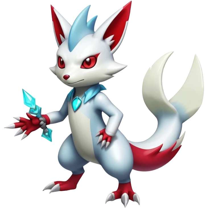  Cool Edgy Shiny Futuristic Ethereal Zangoose-Sneasel-Digimon-hybrid full body emoji