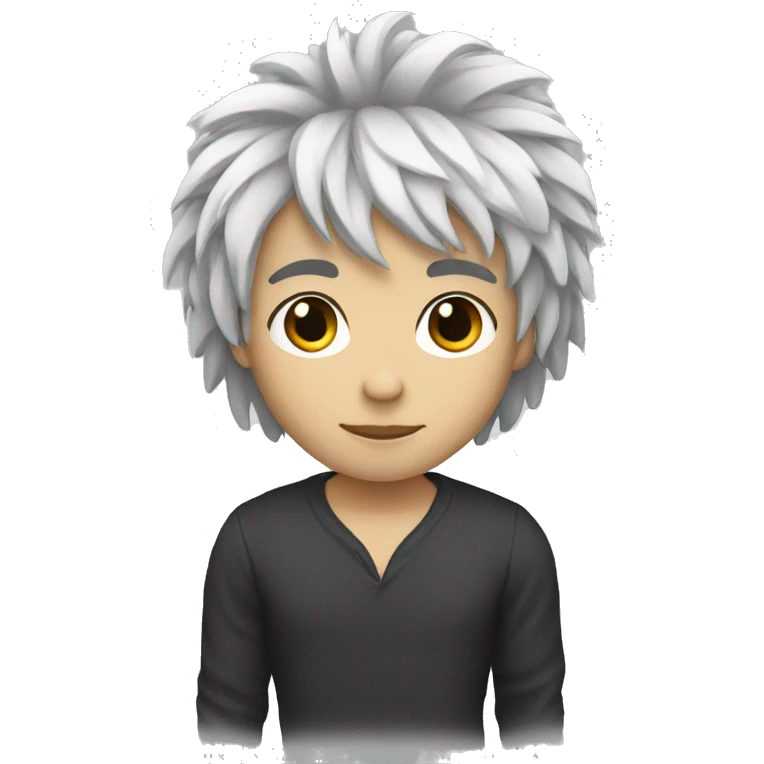 black shaggy hair white skin emoji