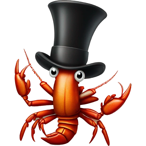 Crawfish wearing a top hat giving a thumbs up emoji