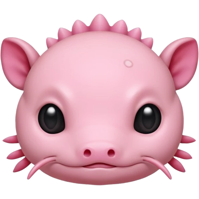 simple axolotl head, animal emoji style, soft pink color, cute face, minimalistic, rounded features emoji