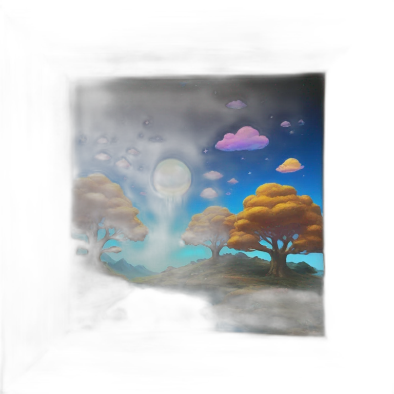 dreamland picture painting holographic in frame metalic emoji