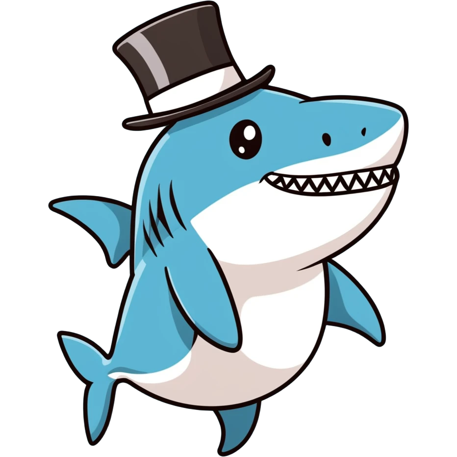 Shark with a top hat emoji