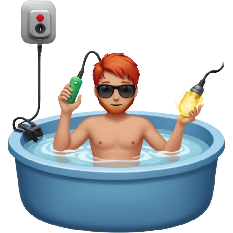 full bady red electrshn relaxing in hot water  emoji