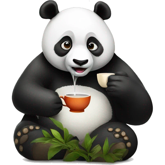 Panda drinking tea emoji