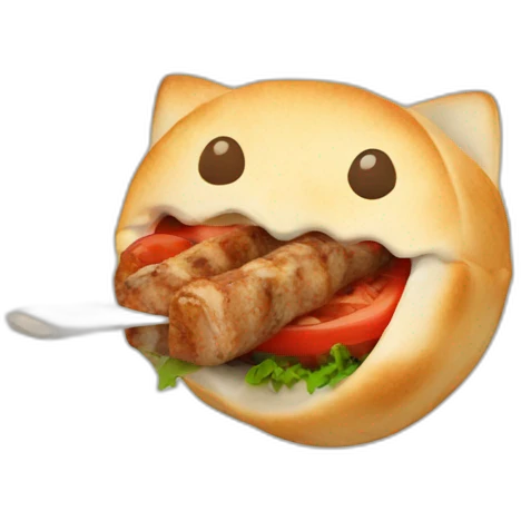 Un chat qui mange un kebab emoji