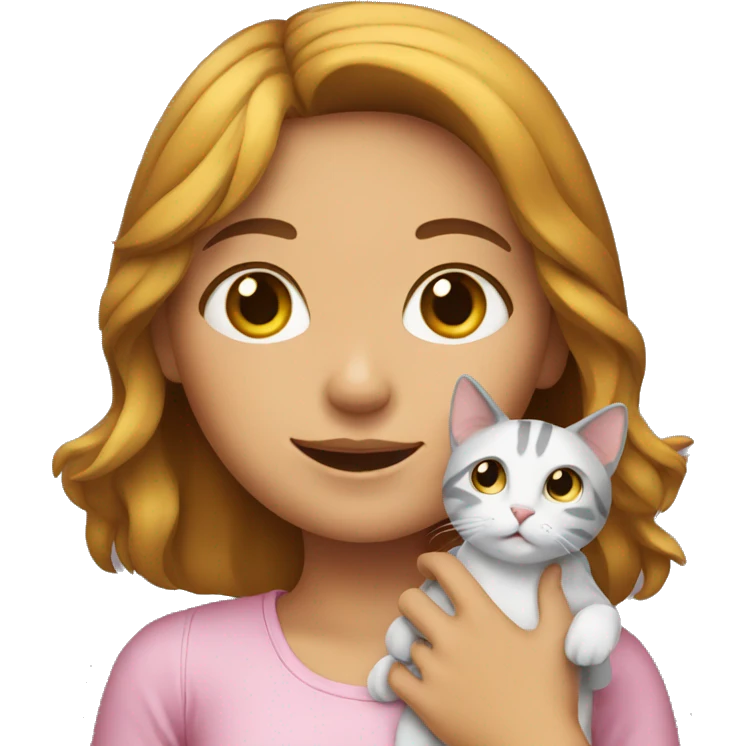 girl holding a cat emoji