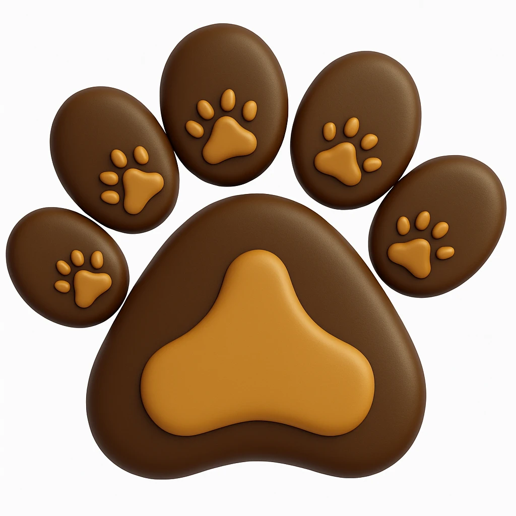 Make the paw print dark brown in microsoft style 3d fluent emojis emoji