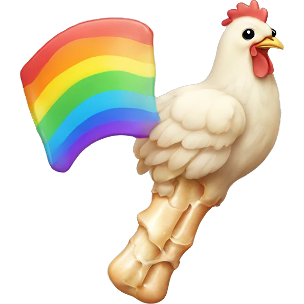 Chicken bone with rainbow emoji