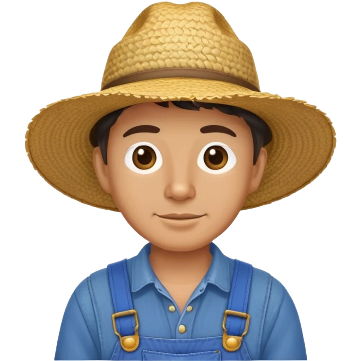 country farmer with straw hat and overalls emoji