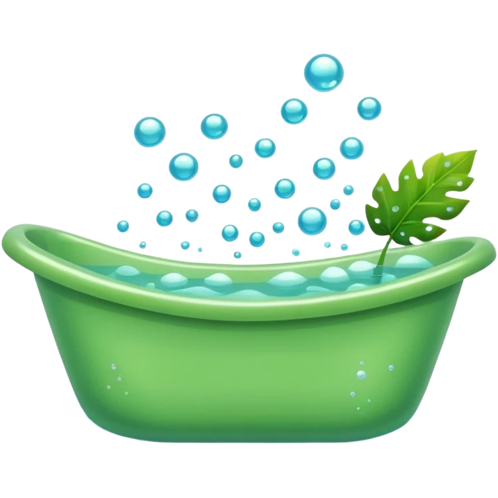 Bathtub with leaves for bubbles emoji