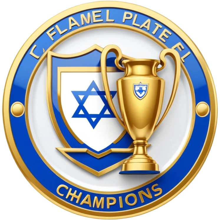 Israeli Premier League champions plate, shiny gold and blue, simple and iconic emoji