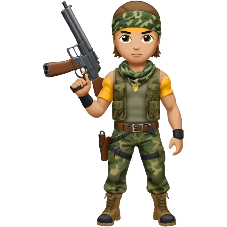 Rambo shooting, full body emoji