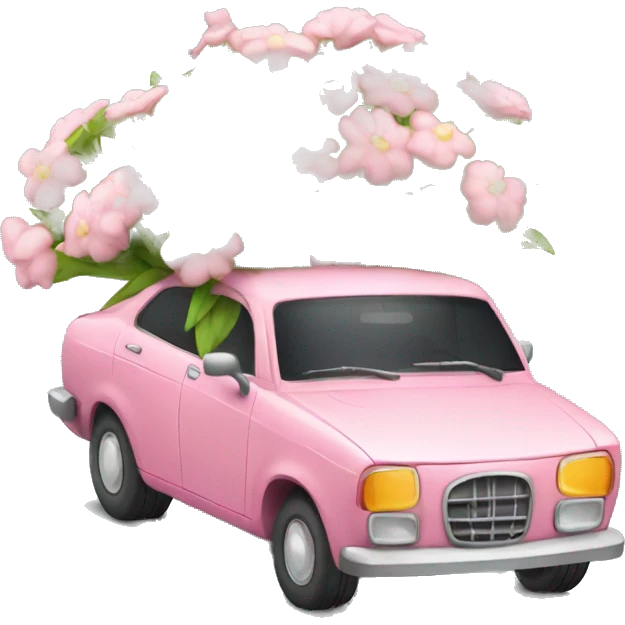 car holding flower emoji