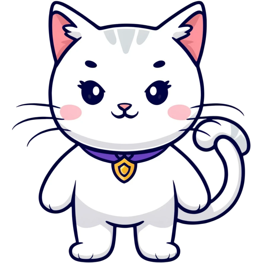 a white cat wearing a fancy costume emoji