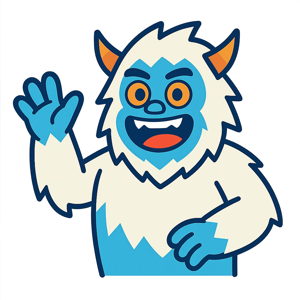 abominable snowman, clear and expressive, suitable for YouTube emoji, vibrant toon style emoji