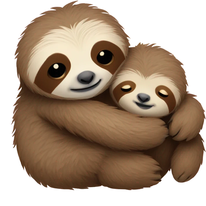 Baby sloth hugging a teddy bear emoji