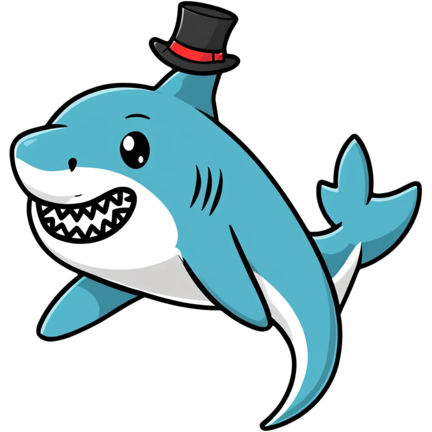 Shark with a top hat emoji