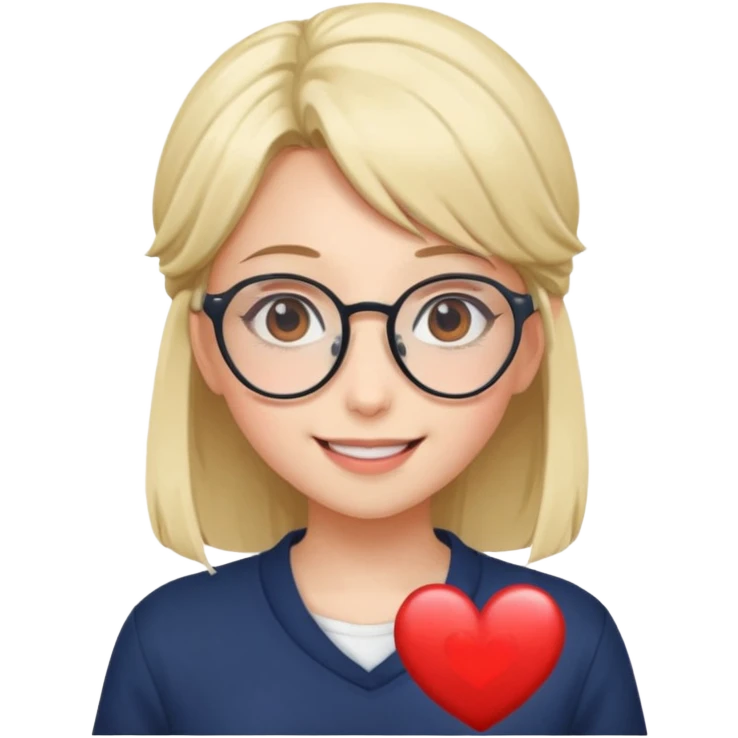Girl with anime glasses showing heart emoji
