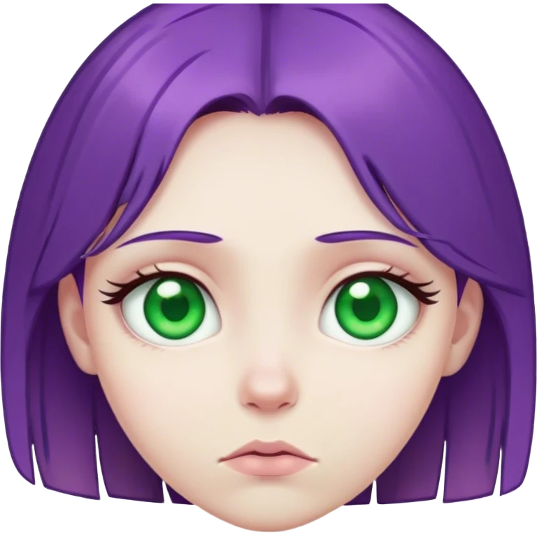 sad green eye girl with purple hair  emoji