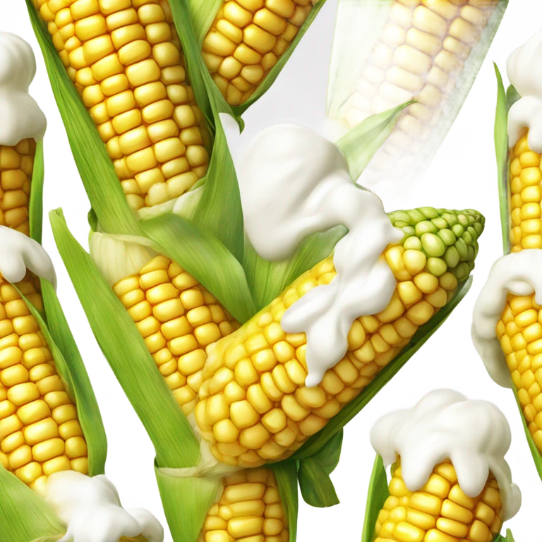 Corn with white cream spurting out top emoji