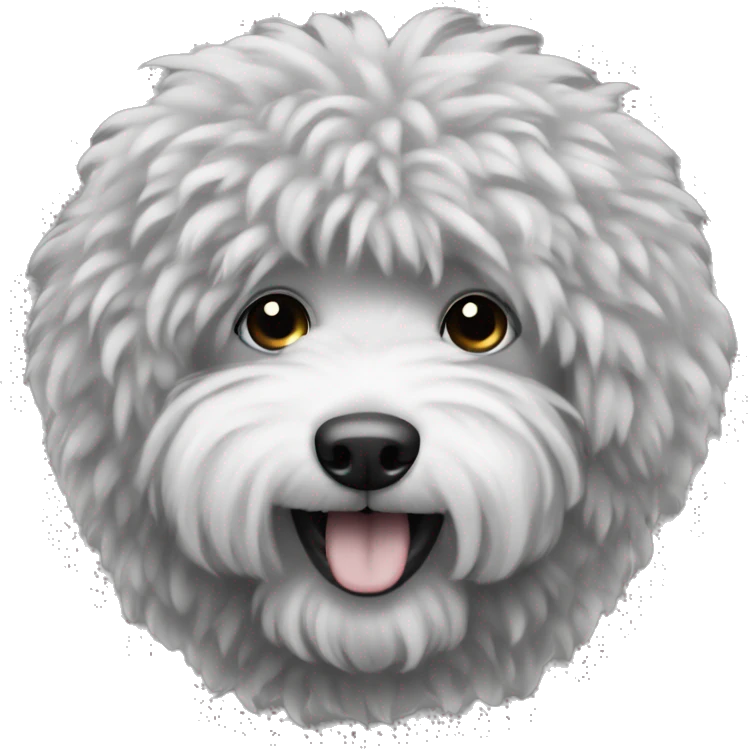 big fluffy black and white doodle emoji