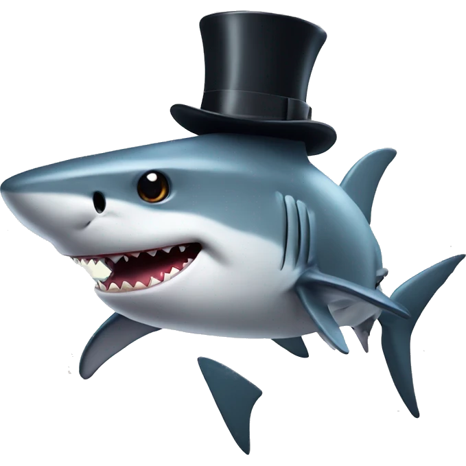Shark with a top hat emoji