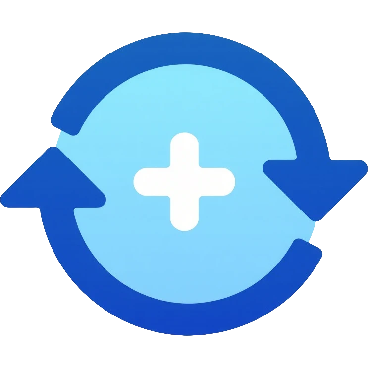 iOS 16 style refresh icon, circular arrows in counterclockwise motion, Apple blue color, minimalistic design emoji