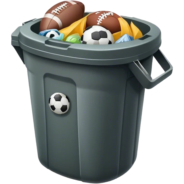 Garbage can with footbal emoji