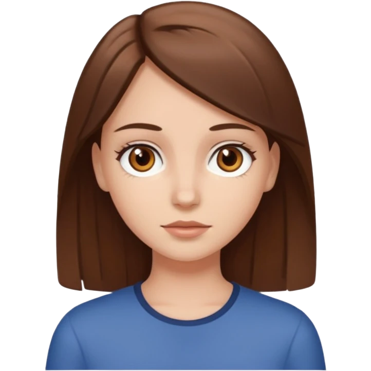 garota branca com o cabelo liso castanho e olhos castanhos emoji