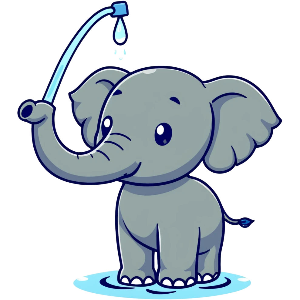 cartoon elephant spraying water from trunk emoji