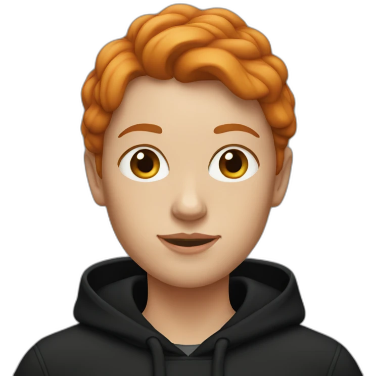 ginger woman with black hoodie on emoji