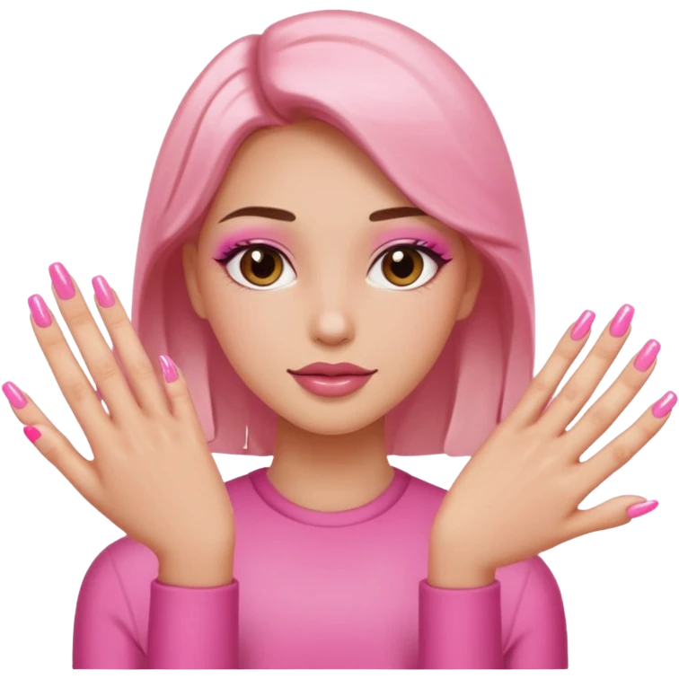 Emoji uñas acrilicas rosadas emoji