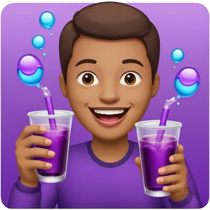 laughing face holding a double cup of purple drank emoji
