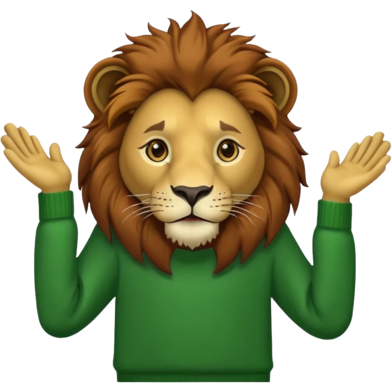 lion wearing green jumper emoji