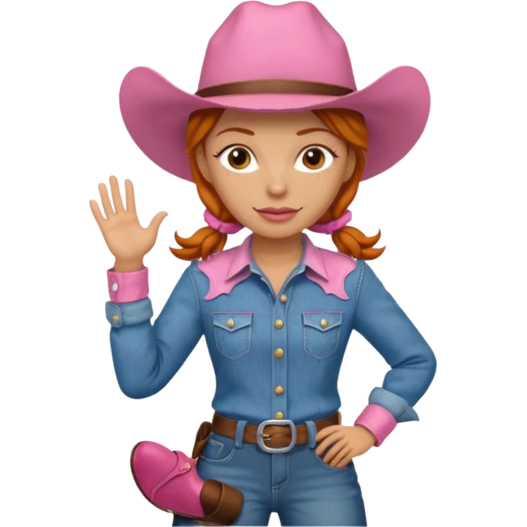 ginger cowgirl with pink hat emoji