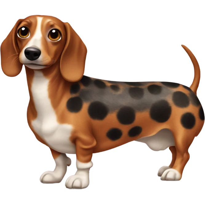 Wiener dog with spots in a dress  emoji