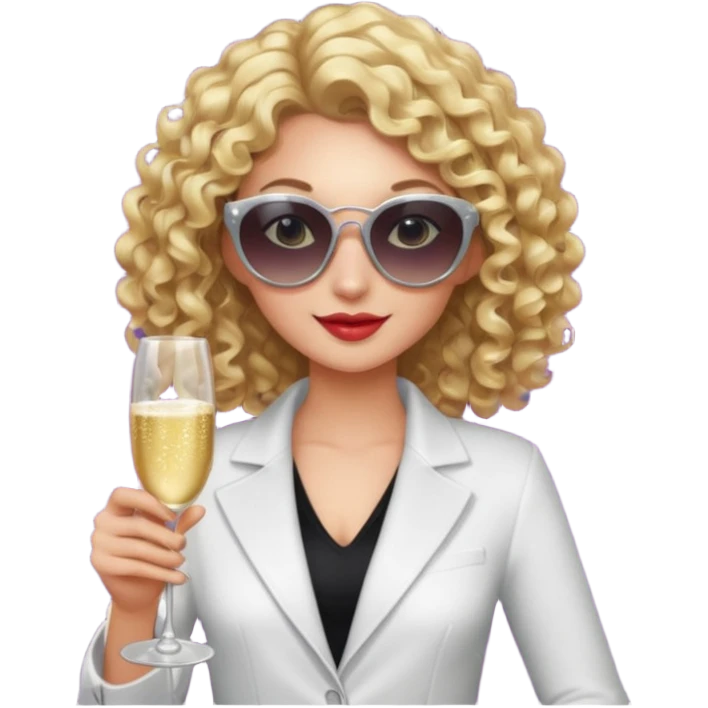 fancy blonde curly hair girl with sunglasses and night club outfits emoji
