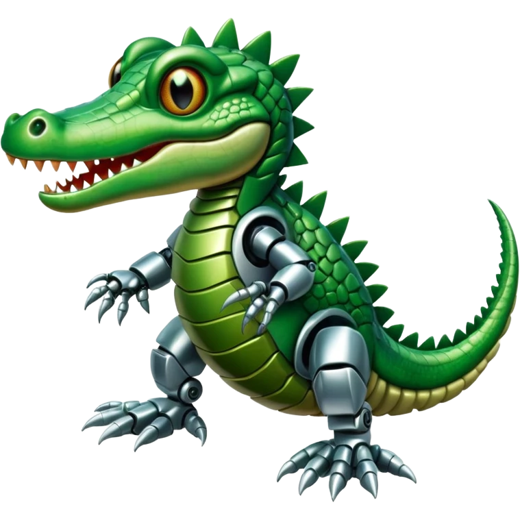 baby crocodile with robot hands emoji